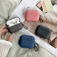 Étui pour écouteurs en denim et nylon pour AirPods 4 5 3 2 Pro 2 avec crochet métallique, anti-rayures, résistant aux chocs, pochette de voyage