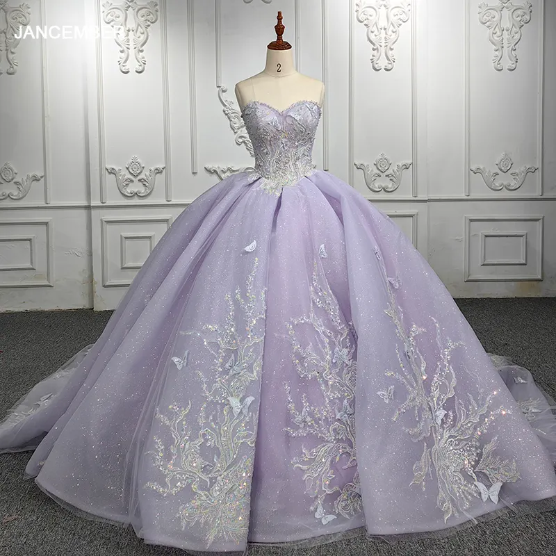 Vente en gros de robes de soirée Jancember DY6534 nouveau design violet tendance de haute qualité pour femmes longue fête formelle