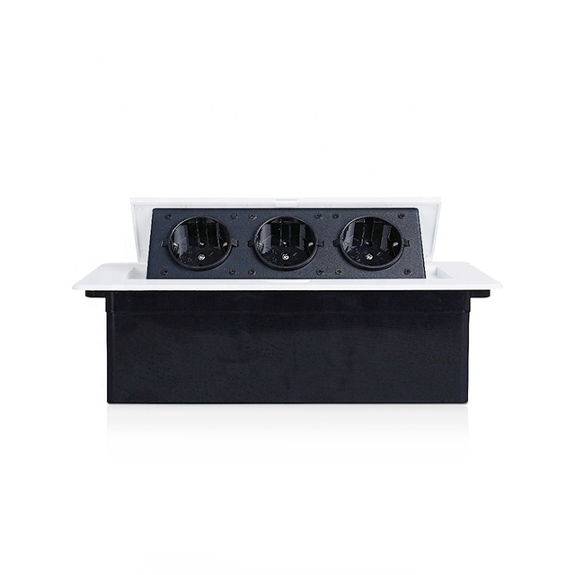 Pop Up Power Cover Desktop Power Strip Socket EU Standard 250V 16A 3 Gang German Socket For Desk