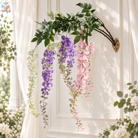 Guirlande artificielle de glycine à longues tiges en soie pour arche de mariage, toile de fond de cérémonie et décoration intérieure