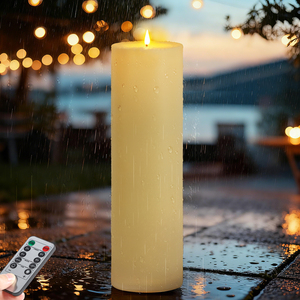 Bougie sans flamme <span class=keywords><strong>rechargeable</strong></span> pour l'extérieur, étanche IP65, blanc ivoire, télécommande, fonctionne sur piles, pour la décoration des festivals - Product Image 1