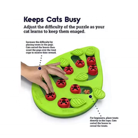 Permainan Puzzle Interaktif untuk Kucing Level 2 Intermediate, Dispenser Camilan Bentuk Daun dan Kumbang, Mainan Geser untuk Memberi Camilan