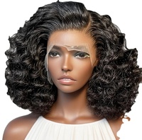 Perruque Bob bouclée européenne et américaine en fibre synthétique, perruque Lace Front synthétique résistante à la chaleur pour femmes d'aspect naturel