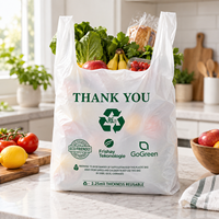 Sac biodégradable en gros avec poignée, écologique, réutilisable, transparent, pour l'emballage alimentaire