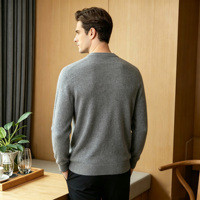 Pull-over en cachemire pur à 100 %, col rond, manches longues, coupe classique, doux, pour homme, vente en gros OEM