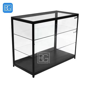 Elegante vitrina de vidrio Marco de metal negro Estantes múltiples Escaparates de productos al por menor - Product Image 2