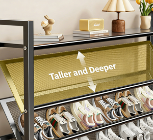 מתקן אחסון נעליים צר ומודרני עם מדף עליון, 3/4/5/6 שכבות, חוסך מקום, מתכת, לכניסות - Product Image 5