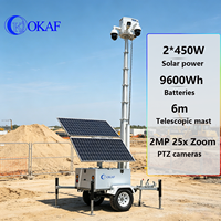 Système de surveillance mobile hors réseau 4G WIFI Starlink, tour de sécurité Internet solaire, remorque CCTV pour sites miniers et de construction