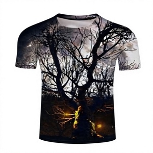 T-shirt unisexe Halloween, impression numérique intégrale, coton, design graphique, col rond, manches courtes, décontracté, sportif, pour les fêtes - Product Image 1