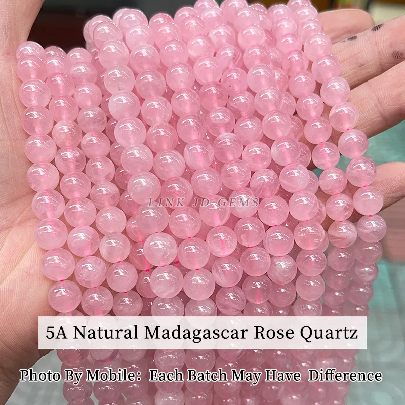 JD Wholesale 4-12mm Natural Stone Loose Round Beads Crystal Healing Gemstone Amethyst Rose Quartz Stone Beads For Jewelry Making