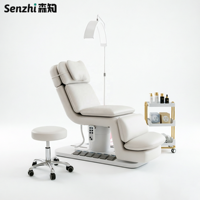 Nouveau Lit de Beauté Électrique à 3 Moteurs pour Extensions de Cils, Base Noire, Revêtement Cuir Marron, pour Salon de Beauté