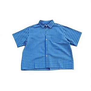 Custom Logo Summer t <b>Shirts</b> Casual Plaid <b>Shirt</b> Oversized Boxy Fit <b>Button</b> <b>up</b> <b>Shirts</b> for Men - Product Image 3