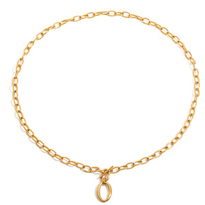 Chic Modern Minimalist 18K Gold Stainless Steel Necklace Chunky <b>Cross</b> <b>Chain</b> OT Clasp Gift Jewelry - Product Image 5