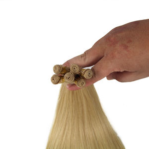 Estensioni di <span class=keywords><strong>Capelli</strong></span> Europei Lisci Naturali a Doppia Trama, Durata 7 Anni, 15A <span class=keywords><strong>Biondo</strong></span> Ghiaccio, Cuticola Allineata, Remy, Annodate a Mano - Product Image 1