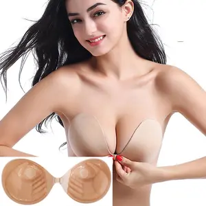 Suministro de fábrica R Invisible Pretty Sexy Venta caliente Madam Seamless Top Backless Adhesivo Silicona Lift Up Wire Free Invisible Bra