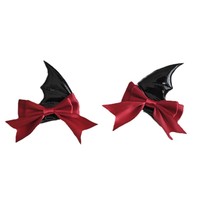 Pince à cheveux en tissu faite à la main avec ailes de chauve-souris noires, accessoire de tête papillon rouge pour Halloween, style Lolita gothique, accessoire pour fille coquette