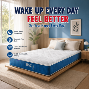 Matelas ferme et confortable avec technologie de ressorts ensachés et housse zippée offrant un soutien équilibré pour les modes de vie modernes en chambre à coucher - Product Image 1