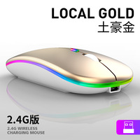 Laptop dan Mouse Nirkabel Dual Mode untuk Kantor, Mouse Rechargeable dengan Lampu LED Senyap 2.4G RGB