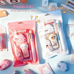 Ensemble <span class=keywords><strong>de</strong></span> papeterie mignon avec chat |   Fournitures scolaires pour enfants sur le thème des animaux pour la rentrée scolaire et les cadeaux - Product Image 1