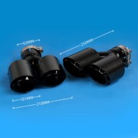 Punta de escape de coche de doble capa de aluminio y fibra de carbono de 4 pulgadas, silenciador trasero negro brillante, estilo de actualización fácil de instalar