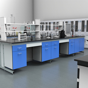 Tables de laboratoire en acier inoxydable en forme de I avec étagère et évier pour laboratoires chimiques, écoles et hôpitaux - Product Image 2