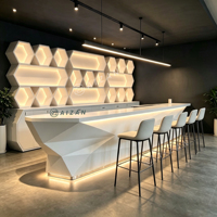 Ensemble complet de meubles de bar : Meuble à vin mural sur mesure et comptoir de bar Diamond pour usage commercial haut de gamme en clubs et hôtels