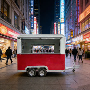 Chariot alimentaire remorquable en acier inoxydable à 2 roues de 13 pieds avec éclairage LED pour marchés extérieurs, brochettes frites, thé au lait et autres snacks - Product Image 2