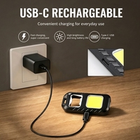 Mini lampe torche LED porte-clés avec aimant, ouvre-bouteille, rechargeable par USB, torche d'avertissement d'urgence pour la randonnée nocturne, la course à pied et le camping