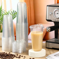 Lot de 1000 gobelets en plastique PET transparents jetables de 20 oz (600 ml) à fond rond, en forme de U, pour café glacé, avec couvercles à bec verseur