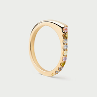 Bague empilable tendance en argent sterling 925 rhodié avec pierre CZ arc-en-ciel de haute qualité LOZRUNVE