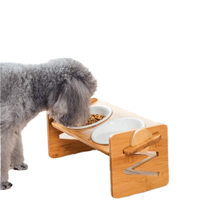 Soporte Ajustable de Madera para Cuencos de Gato/Perro, Estilo Sólido, Comedero Portátil para Mascotas con Protección Cervical, Fuente de Carga, Bandeja para Comida de Perro - Product Image 1