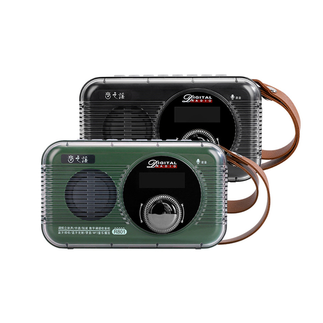 R801 AM FM Radio Antenna Portable Retro Pocket Radio Receiver Elder Manual LED display Screen BT 5.3 Belt emergency light