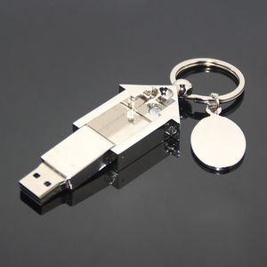 Porte-clés à mémoire 4/8/16/32/64/128GB Porte-clés à clé USB Porte-clés promotionnel Porte-clés maison Porte-clés USB en alliage de zinc métallique - Product Image 4