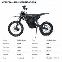 Moto tout-terrain électrique M7 Ultra 2800W 7000W de pointe, moteur central, suspension à amortisseur à air 25AH, pour adolescents, motocross, fournisseur OEM en gros