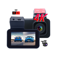 Haute qualité vente chaude 4K double voie Dashcam boucle enregistrement parc moniteur téléphone portable interconnexion voiture boîte noire double DVR