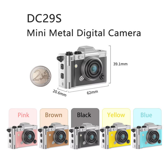 DC29S Portable Metal Shell Mini Camera 5MP CMOS 1080P Video Recording MicroSD Supports Digital Camera for Android Phone Sharing