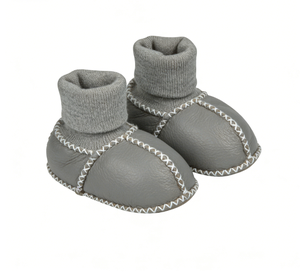 Scarpine Invernali Calde in Pelle di Pecora per Neonati, Antiscivolo con Suola Morbida e Fodera in <span class=keywords><strong>Pelliccia</strong></span>, Scarpette per Bambini con Risvolto Lavorato a Maglia per Gattonare - Product Image 1
