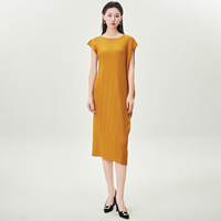Robe plissée Miyake sans manches pour femme, design uni extensible, style smocké, vente en gros