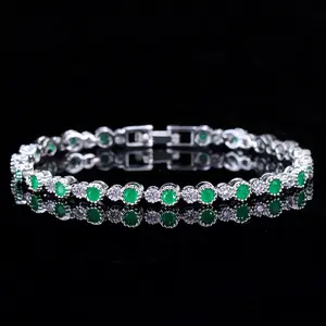 Bracelet en saphir vert royal pour femmes, bijoux en pierres précieuses, magnifique et moderne, de fête, nouvelle collection