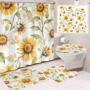 Cortina <span class=keywords><strong>de</strong></span> Ducha <span class=keywords><strong>de</strong></span> Poliéster con Diseño Floral <span class=keywords><strong>de</strong></span> Girasoles, Fácil <span class=keywords><strong>de</strong></span> Instalar, Resistente a la Decoloración, Juego <span class=keywords><strong>de</strong></span> Cortinas <span class=keywords><strong>de</strong></span> Ducha Personalizadas - Product Image 5