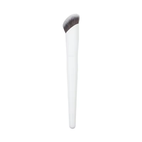 Pinceau à fond de teint professionnel de luxe de haute qualité à manche en bois peint en blanc, poils synthétiques véganes, marque privée