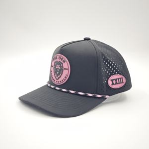 Casquette de baseball personnalisée en polyester/coton Dobby avec logo, 5 panneaux, imperméable, perforations laser, cordon réglable, pour le golf, la course et les sports - Product Image 3