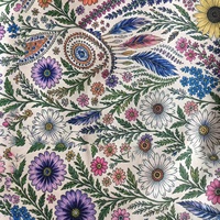 Tissu en popeline de coton tissé léger et respirant à imprimé floral réactif pour la confection de chemises et de thobes de mode pour filles et garçons