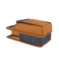 Isolierte Wiederverwendbare Faltbare 600D Lebensmittelechte Weiche Zwei-Flaschen-Kühltasche mit Besteckset Tragegriff & Vordertasche