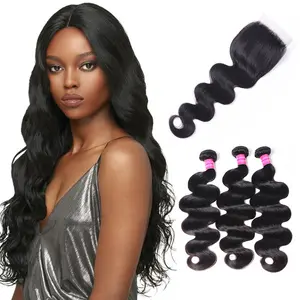 Brazilian Hair Bundle with Closure Unprocessed Virgin Hair Bundles with Frontals Wet and Wavy Peruvian Grade 12A 6A 7A 8A 9A 10A