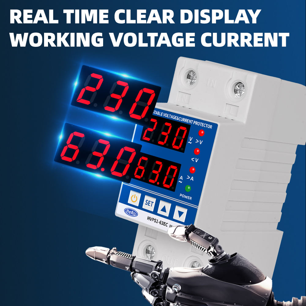 60A 230V DINレール調整可能過電圧および低電圧保護装置プロテクターリレー TOVPD1-63(60A) 60a 230v DINレール  調整可能過電圧および低電圧保護装置プロテクターリレー（過電流保護付き）(80A) デュアルディスプレイ 調節可能な過電圧 電流 保護デバイスプロテクター  ... 60A 230V DINレール調整可能過電圧および低電圧保護装置プロテクターリレー TOVPD1-63(60A)