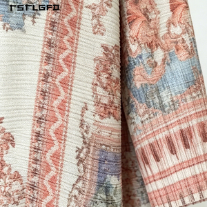 Robe longue kimono orientale de luxe pour femme, plissée, à devant ouvert, imprimé floral bleu chinoiserie, avec ceinture à nouer, manches longues, style modeste - Product Image 4