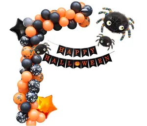 KTV Bar Pintu Dekorasi Spider Balon Lateks Halloween Balon Garland Kit Halloween Tema Pesta Balon Lengkungan Set