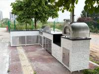 Cuisine mobile moderne tout temps en acier inoxydable avec cadre personnalisé, barbecue à gaz 6 brûleurs DIY sur chariot, résistant au soleil et à l'eau, idéal pour les fêtes