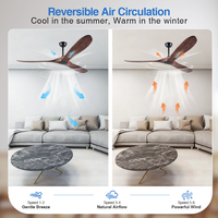 Ventilateur de plafond en bois massif de style européen de 42 pouces, avec éclairage LED, 3 pales, moteur DC à conversion de fréquence, télécommande, directement de l'usine